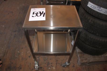 1 piece. Stainless steel table 50 x 40 cm, two wheels w / brake NEW