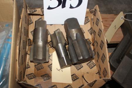 3 pcs pipe thread tapping 1½, 2 and 2½ "