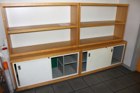 2 x 2 split shelves with cabinets