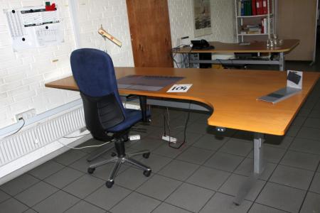 El Steh- / Sitz-Schreibtisch + Stuhl + Bücherregal ohne Inhalt