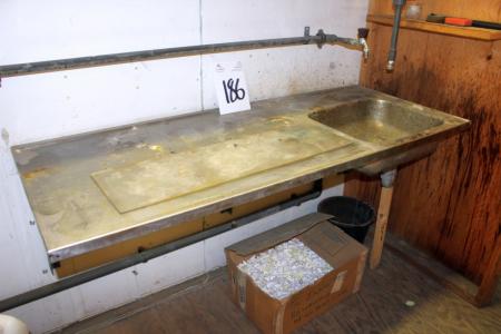 Væghængt rustfri vaskebord (slidt)