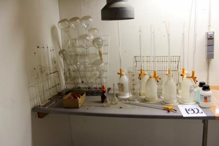 Flaschen und verschiedene Laborgeräte