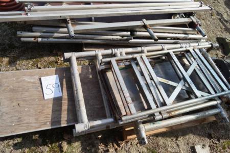 Aluminium scaffolding, B 75 x L 240 cm u / wheel + small scaffolding B 60 x L 120 cm