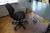 Increase / decrease table, L 180 x W 90 cm, table lamp, desk chair, plastic terrain + footstool