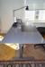 Increase / decrease table, L 180 x W 90 cm, table lamp, desk chair, plastic terrain, footstool, bin, 3 pcs. filing trays and desk pads