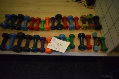 Assorted weights, different sizes, 0,5-5kg.