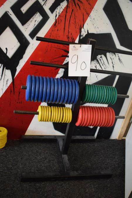Weight Plate and weight plates, 14 pcs 3kg, 14 pcs 2kg, 14stk 1 kg 14stk 0.5kg.