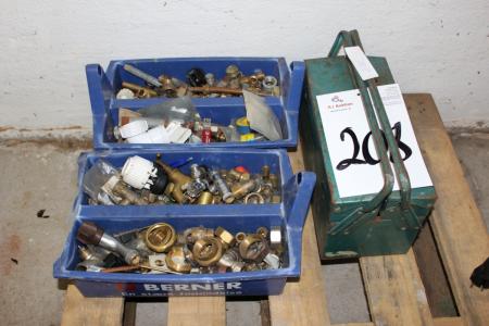 Tool boxes with assorted plumbing fittings
