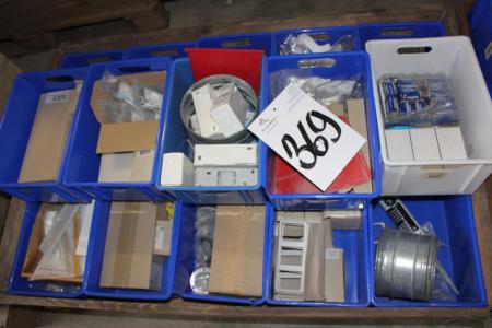  Pallet with various electrical equipment contacts and frames etc.