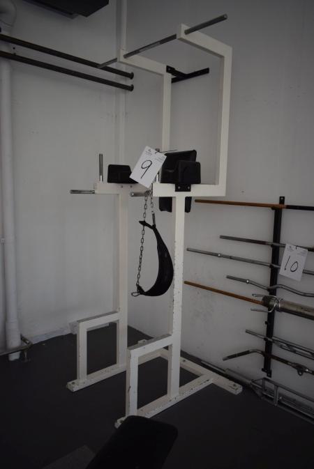 Dips and pull up stand. 240cm high, 110cm wide, 90cm wide.