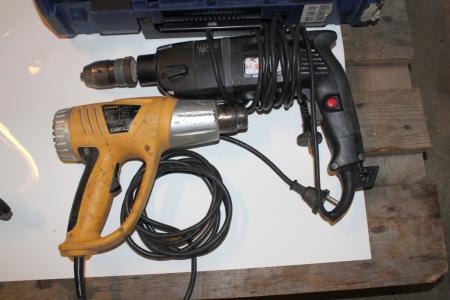 Heat gun + power drill + aku screw machine without charger