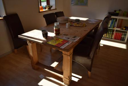 Dining table, 2m long, 95cm wide. With 6 chairs