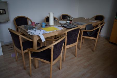 Table with 8 chairs, 180x240cm