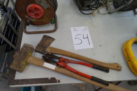 Kabeltrommel + sledgehammer + bolt cutters