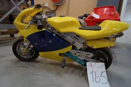 Mini motorcykel, gul. Ubrugt