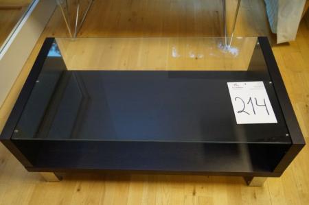 Sofabord m. glasplade, sort eg, B 60 x 140 cm