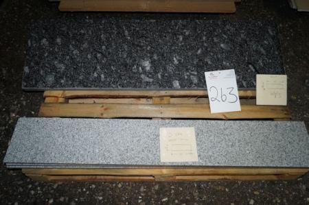Granit, 3 stk. White China, 20 x 125 cm + 1 stk. 38 x 130 cm