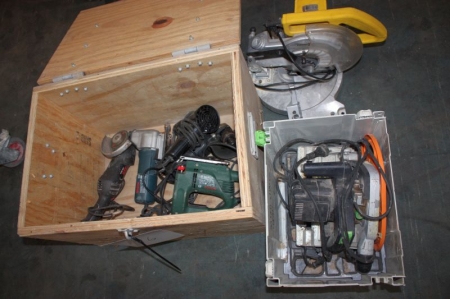 (7) Power  tools in wooden box