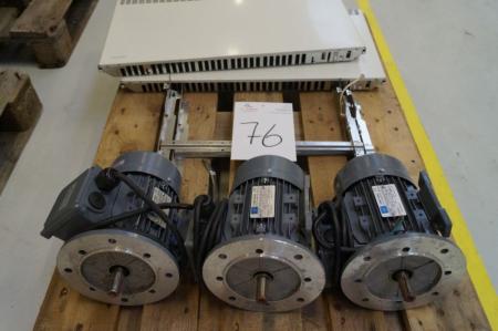 3 pieces. electric motor, mrk. Dutchi Motors, 3 phase induction motor + 2 electric radiators, mrk. Siemens