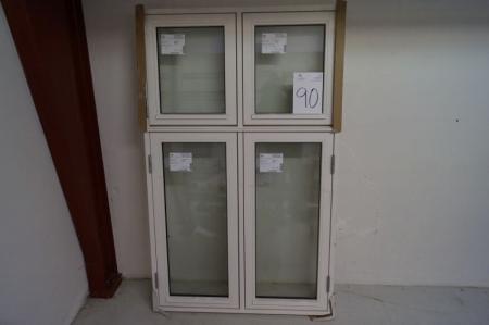 White painted window in wood, B 104 x H 169 cm
