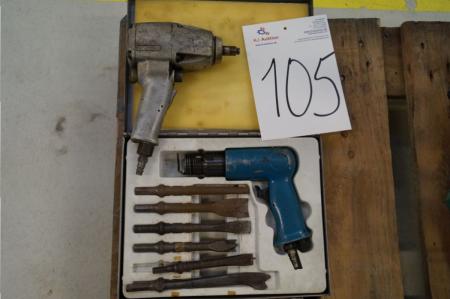 1 piece. air impact wrench + 1. with associated air chisel chisels