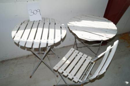 2 pcs. Café table Ø60 + 1 chair, wood