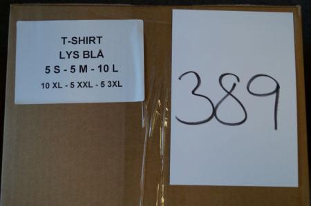 Firmatøj ohne Druck ungenutzt: 40 Stück. Rundhals-T-Shirt, hellblau, Rippe Hals, 100% Baumwolle. 5 S - 5 M - 10 L - 10 XL - XXL 5 - 5 3XL