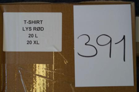 Firmatøj ohne Druck ungenutzt: 40 Stück. Rundhals-T-Shirt, leuchtend rot, 100% Baumwolle. 20 L - 20 XL