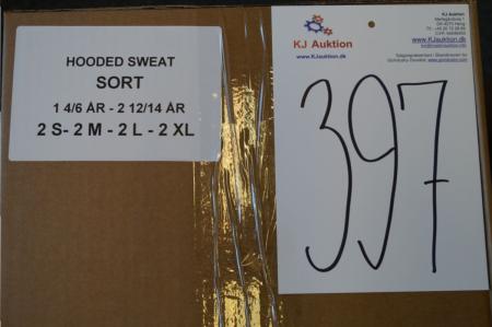 Firmatøj uden tryk ubrugt: 11 stk. Hooded sweat , SORT , 1  4/6 år - 2  12/12 år - 2 S - 2 M - 2 L - 2 XL