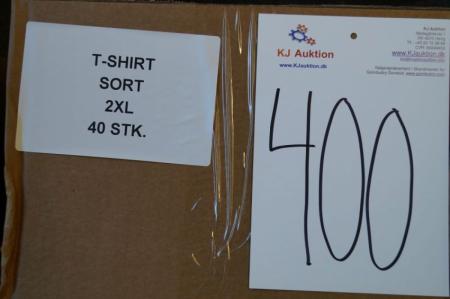 Firmatøj uden tryk ubrugt: 40 stk. rundhalset T-shirt, Sort, rib i halsen, 100% bomuld . 2 XL