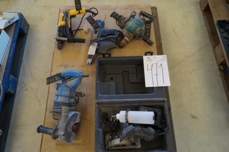 Pallet with div. Chaser, circular saw, drill etc.