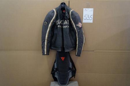 Motorcycle Jacket, mrk. Ducati, brown leather str. 52 + safety sheath