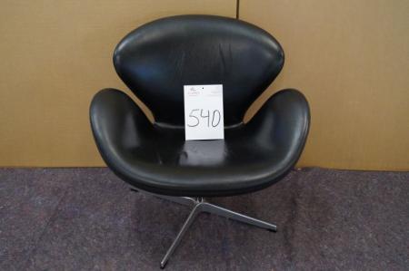 Chair, black leather, chromium frame