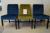 3 pieces. dining chairs. 1 olive green and 2 blue. fabric velvet