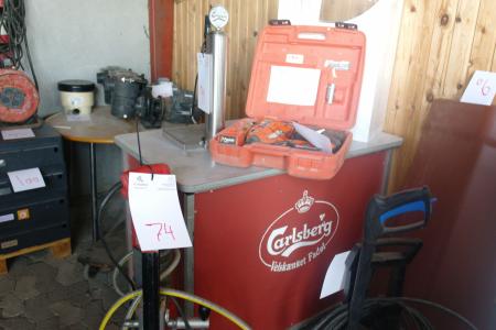 Carlsberg draft beer equipment, with sliding table below