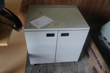 Small cabinet in metal, on wheels, 66cm high, 66cm wide, 56cm deep