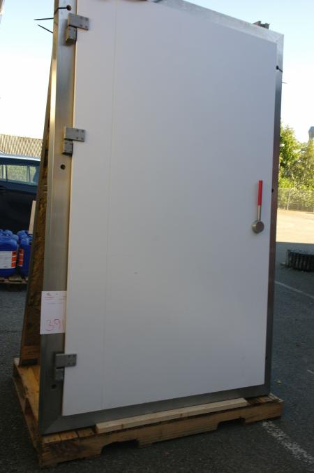 Isoleret dør i rustfri karm venstrehængt indvendigt dørhul 120x221,  237x150cm