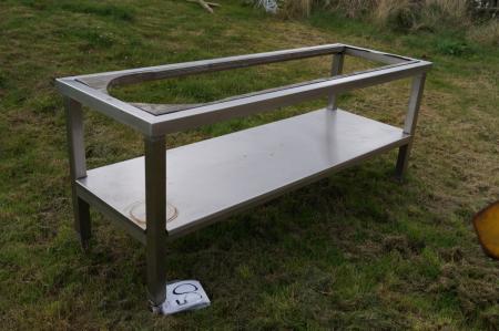 Stainless steel table with carving, 210x73cm, height 93cm