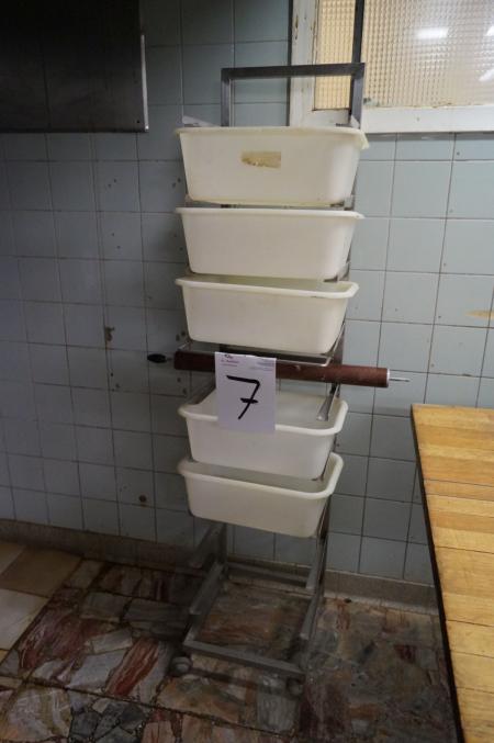 Roll stand with plastic buckets 168 cm high