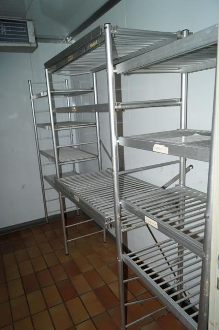 Refrigerator Shelves, food grade, depth 50cm, total length 345cm, Height: 178cm