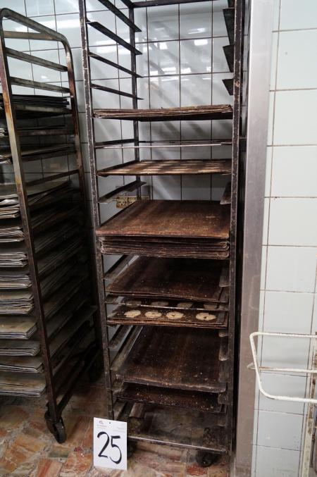 1 piece baking cart, with assorted used plates