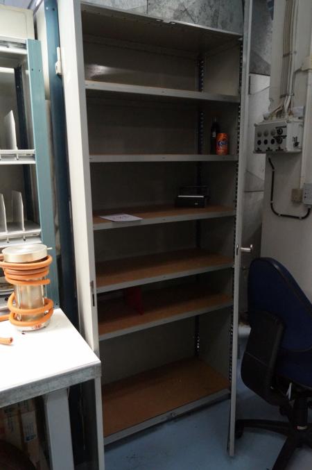 Steel cabinet with contents.