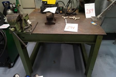 Welding table with vice. Without content.