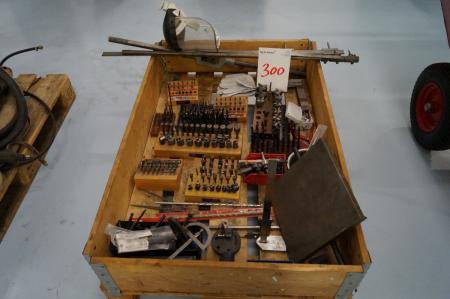 Pallet with various cutting tools.