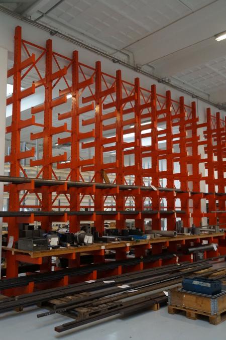 Cantilever racking ten stringers height 540 cm width 800 cm depth per branch 50 cm with two sides.