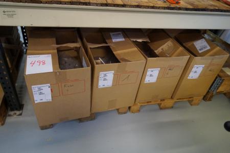 Various boxes in pallet racking and pallets with cardboard.