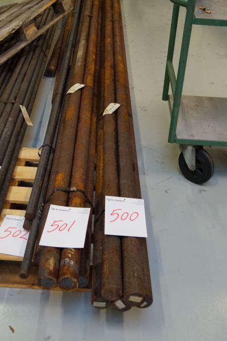 Steel poles massive ø65 mm 803 kg approx 6 meter lengths.