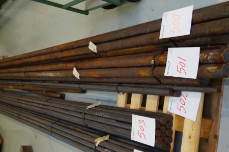 Steel poles massive ø65 mm 798 kg approx 6 meter lengths.
