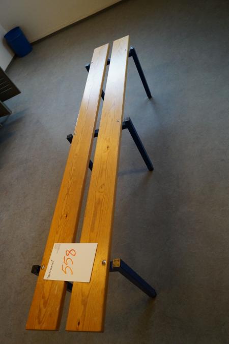 2 pcs changing rooms benches 200x40 cm