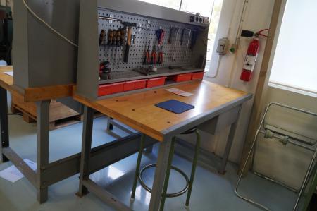 File bench tool board + content + drawers 150 x 80 cm